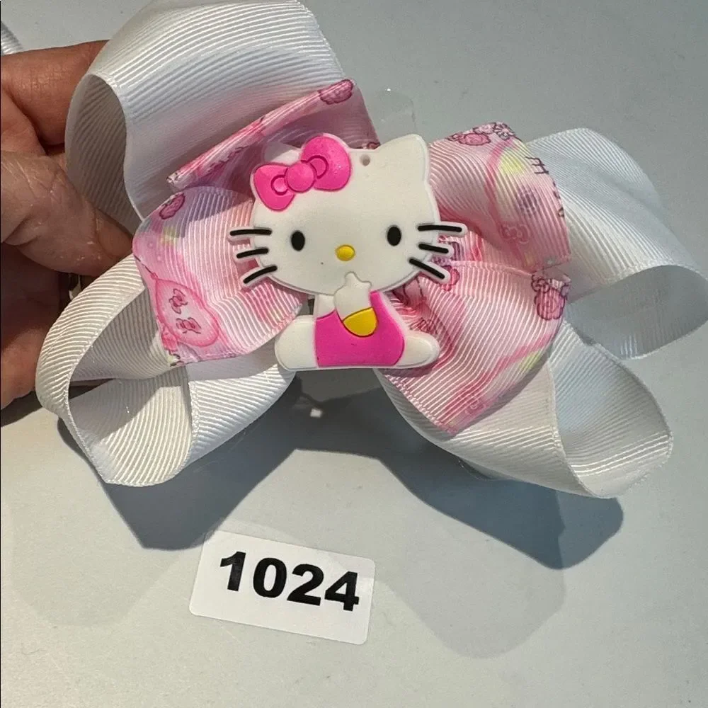 1024 White Color Hello Kitty Hair‎ Bow Alligator Clip